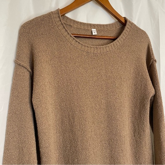 Women’s Brown Long Wide Sleeve Sweater Mini Dress Size Small - Picture 2 of 14